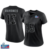 Womens Kansas City Chiefs Patrick Mahomes Black Limited Reflective Super Bowl Lvii Patch Jersey